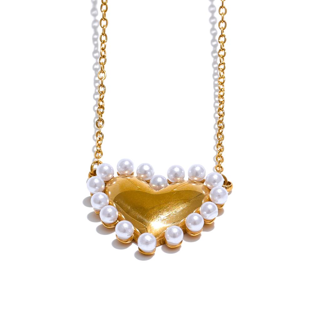 Yhpup Elegant Imitation Pearls Heart Love Popular Necklace Pendant Stainless Steel Romantic Collar Neck Jewelry Waterproof
Yhpup Elegant Imitation Pearls Heart Love Popular Necklace Pendant Stainless Steel Romantic Collar Neck Jewelry Waterproof