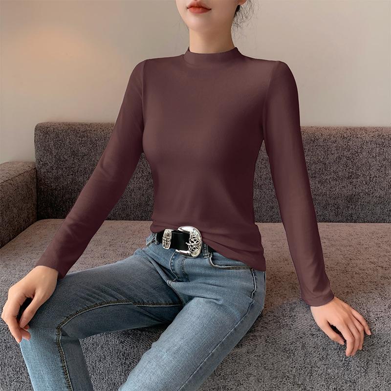 Женская футболка с круглым вырезом, черная основа, трикотажный топ с длинными рукавами, модный, облегающий, для весенне-осенне-зимнего костюма XXL коричневый
Женская футболка с круглым вырезом, черная основа, трикотажный топ с длинными рукавами, модный, облегающий, для весенне-осенне-зимнего костюма XXL коричневый