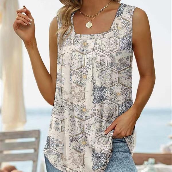 2024 New Summer Women s Vest T-shirt Sleeveless Square Neck Printed Tank Top T-shirt Women s Top Casual Loose Floral Vest S
2024 New Summer Women s Vest T-shirt Sleeveless Square Neck Printed Tank Top T-shirt Women s Top Casual Loose Floral Vest S