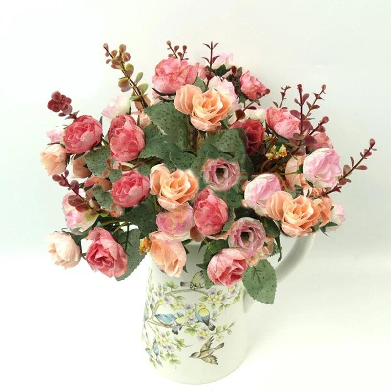 21 Heads Artificial Flower Silk Rose White Eucalyptus Leaves Concise Bouquet Fake Flower For Wedding Table Party Vase Home Decor
21 Heads Artificial Flower Silk Rose White Eucalyptus Leaves Concise Bouquet Fake Flower For Wedding Table Party Vase Home Decor
