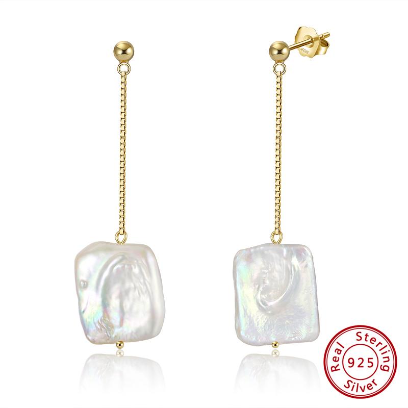EFFIE QUEEN 925 Pure Silver 14k Gold Baroque Freshwater Pearl Dangle Earrings Ideal Jewelry for Women Wedding Party Gift GPE05
EFFIE QUEEN 925 Pure Silver 14k Gold Baroque Freshwater Pearl Dangle Earrings Ideal Jewelry for Women Wedding Party Gift GPE05