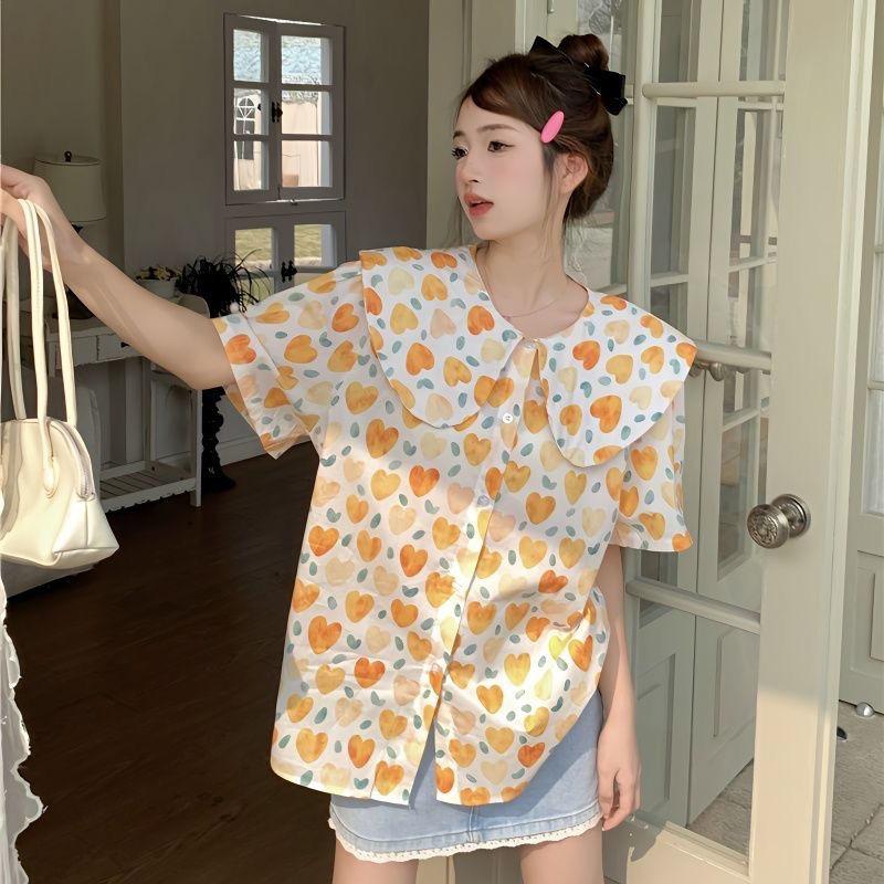 Girl Doll Collar Floral Heart Printed Shirt New Korean Sweet Short Sleeved Shirts Loose Single Breasted Summer Clothing S жовтий
Girl Doll Collar Floral Heart Printed Shirt New Korean Sweet Short Sleeved Shirts Loose Single Breasted Summer Clothing S жовтий