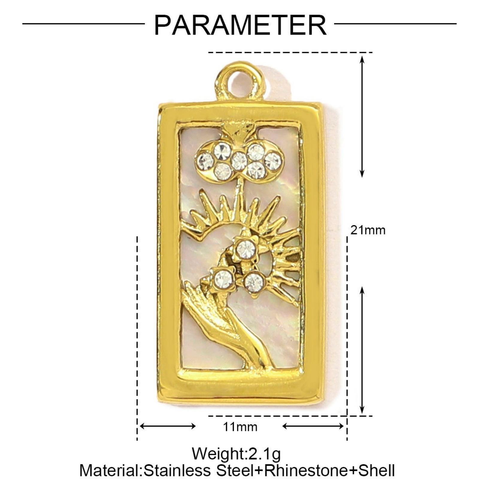 1 Piece 304 Stainless Steel & Natural Shell Tarot Charms 18K Gold Plated Rectangle Pendants For DIY Necklace Jewelry Making
1 Piece 304 Stainless Steel & Natural Shell Tarot Charms 18K Gold Plated Rectangle Pendants For DIY Necklace Jewelry Making