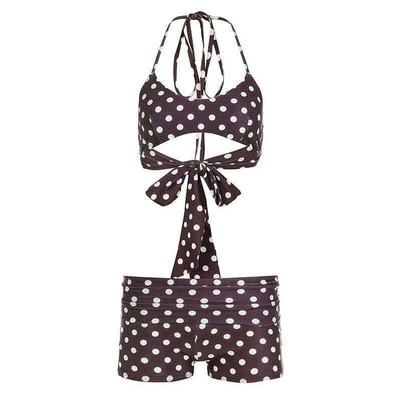 Women s Retro Polka Dot Bikini Set – Halter Tie-Knot Top & Boyshort Bottom, Sexy Beach Vacation Swimwear L коричневий
Women s Retro Polka Dot Bikini Set – Halter Tie-Knot Top & Boyshort Bottom, Sexy Beach Vacation Swimwear L коричневий