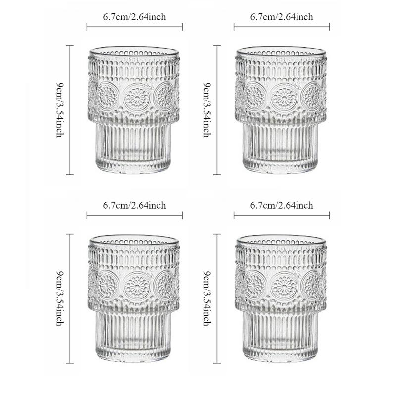 2pcs Creative Wine Glass Transparent Beverage Cup Retro Sunflower Pattern Glass Cup Stackable Household Heat-resistant Tea Cup 4pcs
2pcs Creative Wine Glass Transparent Beverage Cup Retro Sunflower Pattern Glass Cup Stackable Household Heat-resistant Tea Cup 4pcs