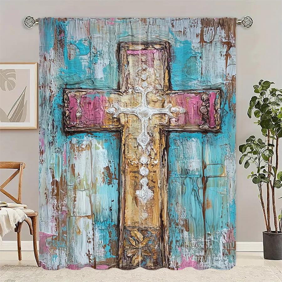2 Pcs Pink and blue cross print curtains,suitable for bedroom,living room kitchen decoration,home decoration,window decoration 14Wx39L(35x100CM)x2&Rod Pocket
2 Pcs Pink and blue cross print curtains,suitable for bedroom,living room kitchen decoration,home decoration,window decoration 14Wx39L(35x100CM)x2&Rod Pocket