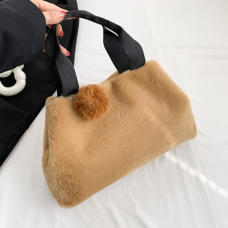Fashionable Plush Tote Bag For Women Spacious Casual Commuter Handbag In Black White Or Khaki
Fashionable Plush Tote Bag For Women Spacious Casual Commuter Handbag In Black White Or Khaki