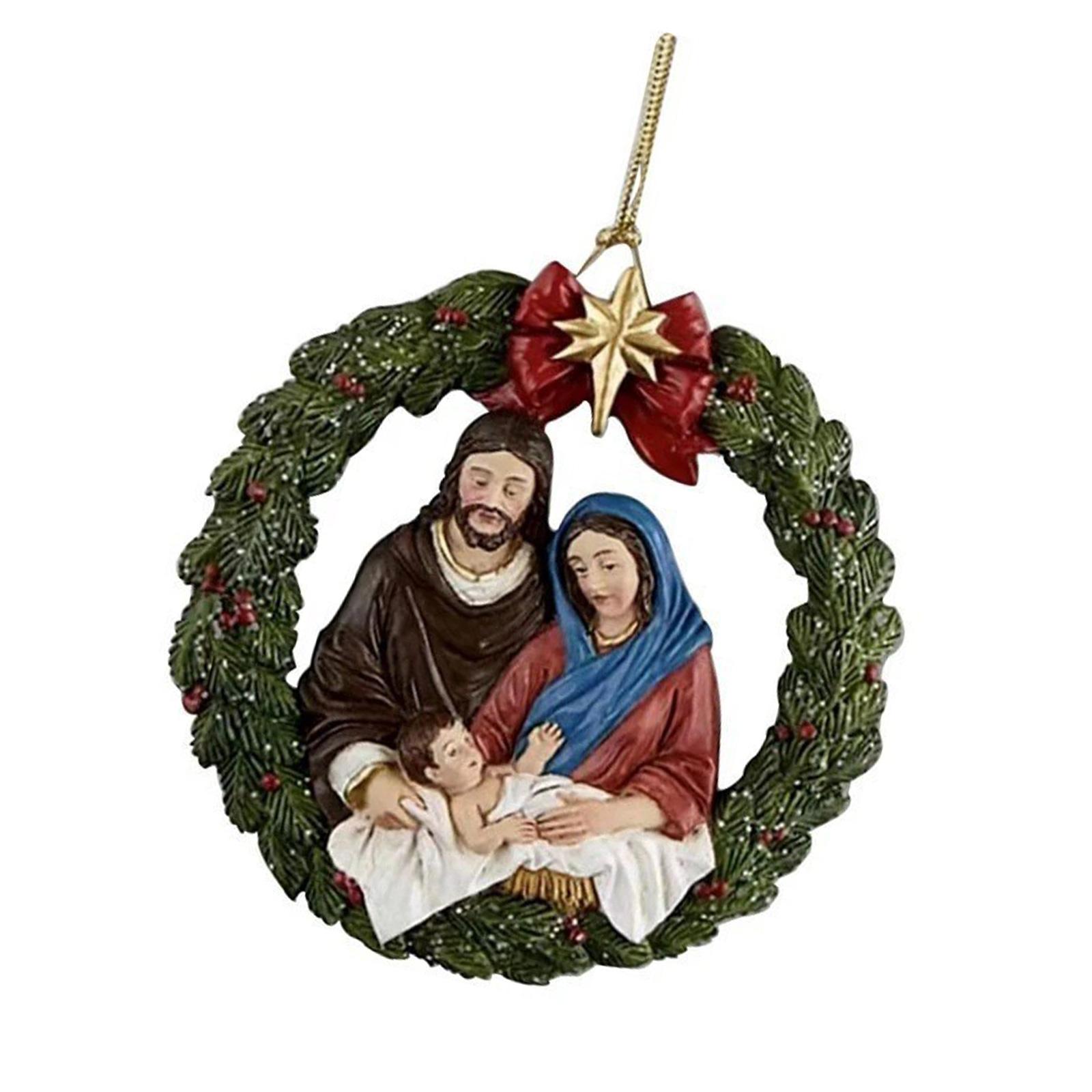 Nativity Themed Christmas Wreath Christmas Tree Ornament for Traditional Holiday Decoration Home and Church Entrance 1
Nativity Themed Christmas Wreath Christmas Tree Ornament for Traditional Holiday Decoration Home and Church Entrance 1