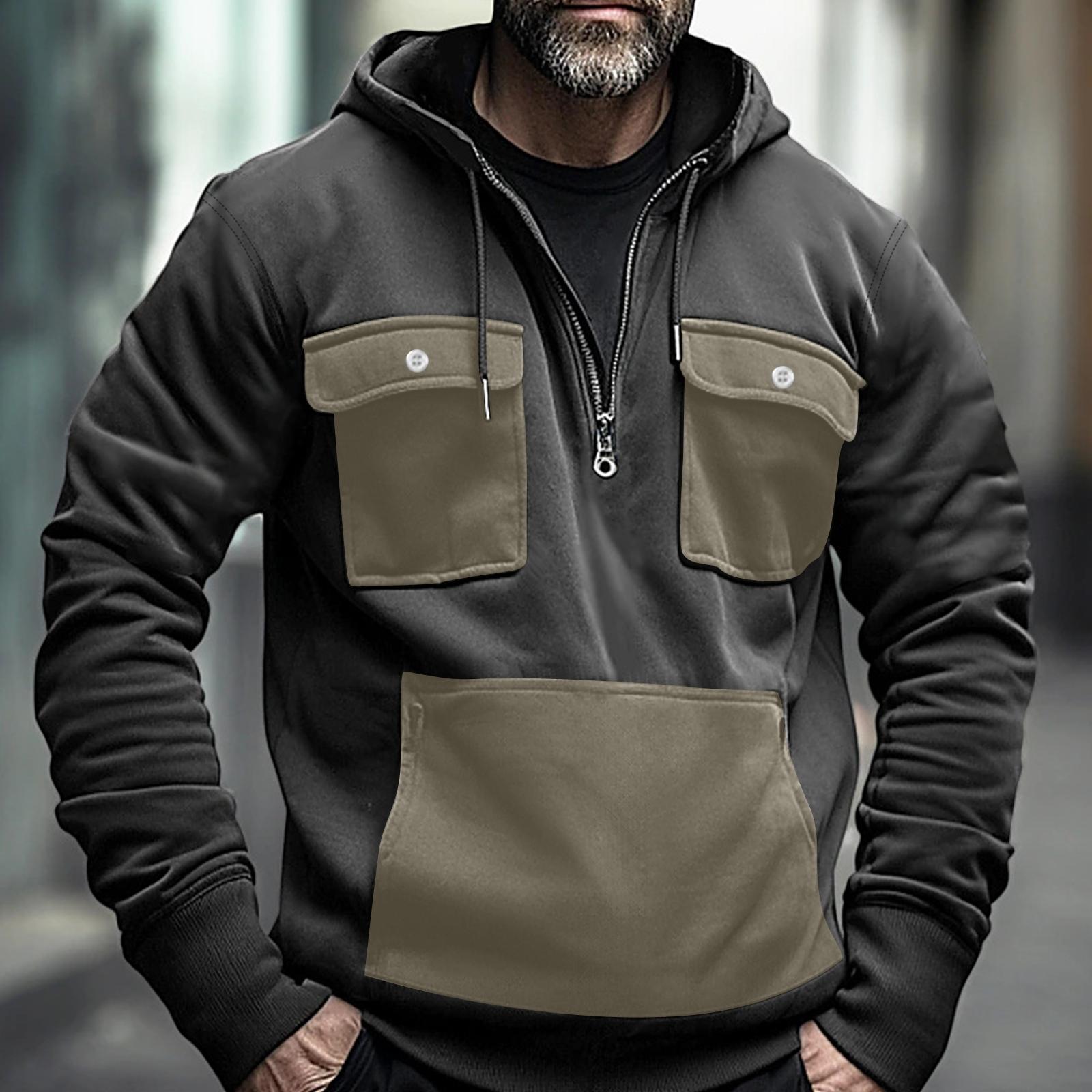 Men s Color Blocking Half Zip Pocket Sweatshirt Hoodie Men s Sports Large Size Casual Sweatshirt L
Men s Color Blocking Half Zip Pocket Sweatshirt Hoodie Men s Sports Large Size Casual Sweatshirt L