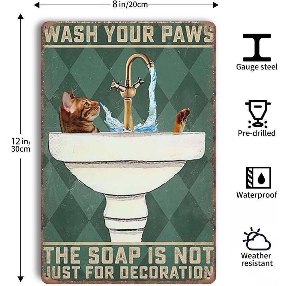 Funny Metal Sign Featuring a Cat in the Sink with Wash Your Paws Text Perfect for Bathroom Kitchen or Office Deco 20x30cm(7.8x11.8inch)
Funny Metal Sign Featuring a Cat in the Sink with Wash Your Paws Text Perfect for Bathroom Kitchen or Office Deco 20x30cm(7.8x11.8inch)