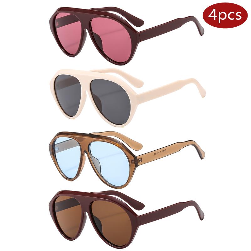 Cycling 4pcs Vintage Flat Top Pilot Sunglasses New Women Oval Sun Glasses Female Candy Color Large Frame Casual Eyeglasses
Cycling 4pcs Vintage Flat Top Pilot Sunglasses New Women Oval Sun Glasses Female Candy Color Large Frame Casual Eyeglasses