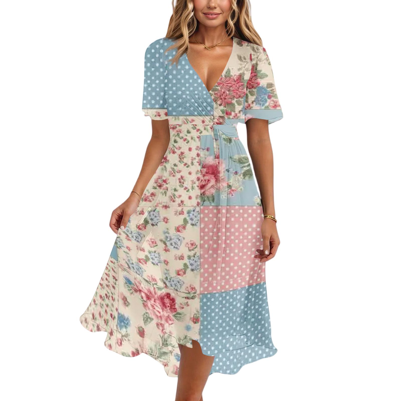 Women s fashion casual V-neck short sleeve printed dress S
Women s fashion casual V-neck short sleeve printed dress S