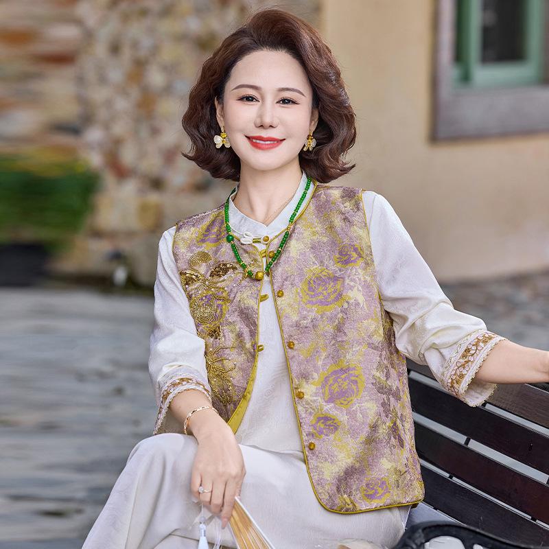 Chinese Style Embroidered Vest Cardigan for Women - Fashionable Spring/Autumn Lightweight Top for Middle-Aged and Elderly 4XL (135-150 catties)
Chinese Style Embroidered Vest Cardigan for Women - Fashionable Spring/Autumn Lightweight Top for Middle-Aged and Elderly 4XL (135-150 catties)