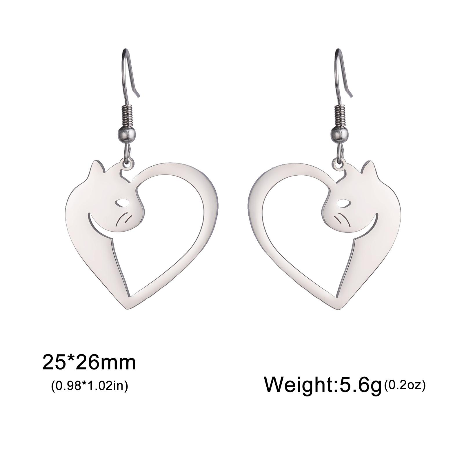 Cazador Cute Cat Kitten Heart Pendant Earrings Stainless Steel Gold Color Animal Drop Earrings for Women Jewelry Birthday Gift
Cazador Cute Cat Kitten Heart Pendant Earrings Stainless Steel Gold Color Animal Drop Earrings for Women Jewelry Birthday Gift