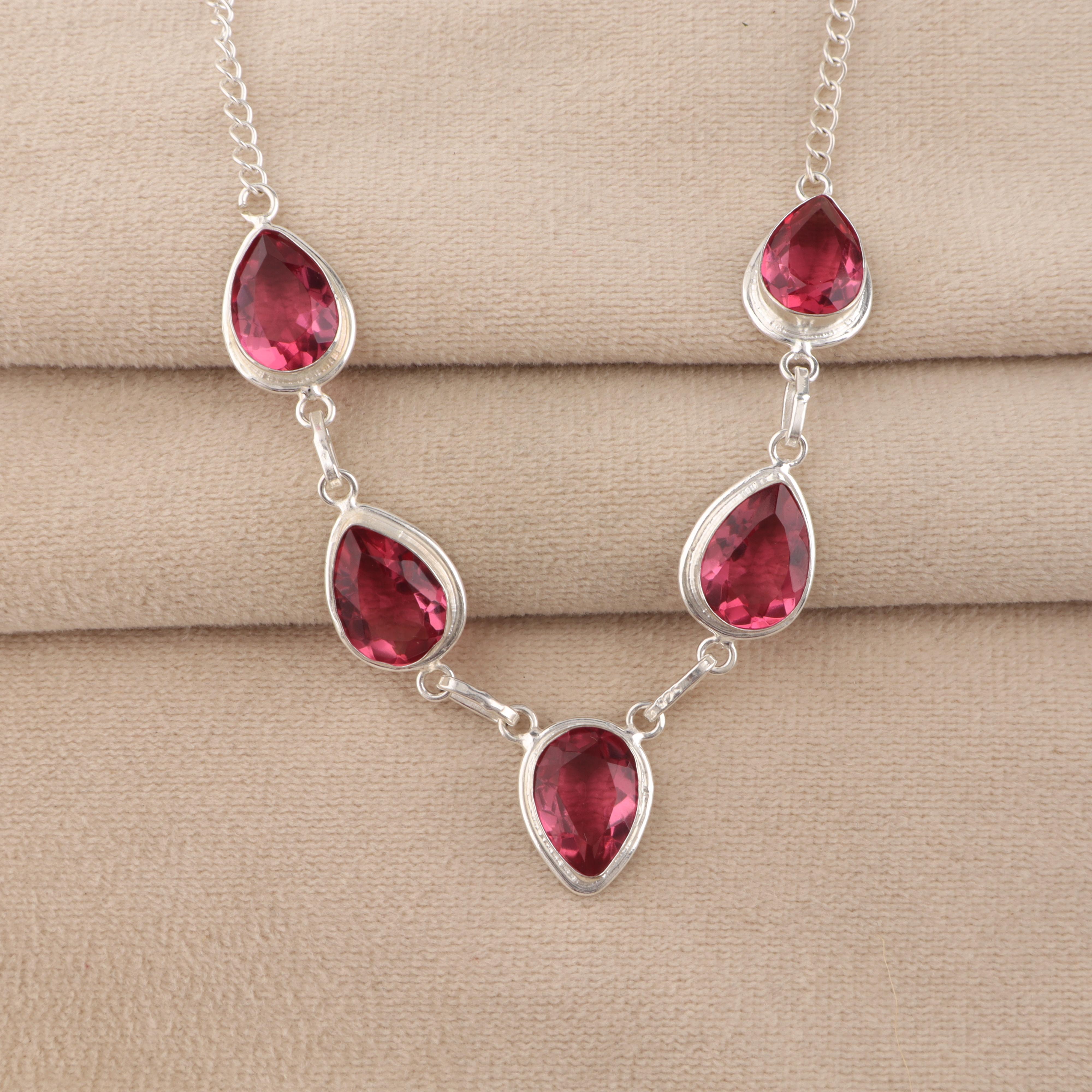 Pink Tourmaline Gemstone Silver Necklace 925 Sterling Silver Handmade Necklace For Women Birthday Gift RN-1-5
Pink Tourmaline Gemstone Silver Necklace 925 Sterling Silver Handmade Necklace For Women Birthday Gift RN-1-5