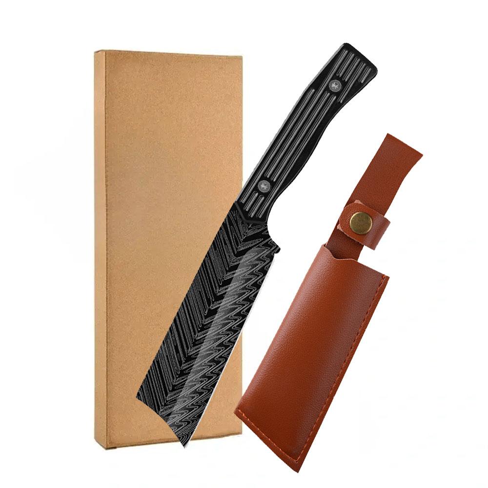 Профессиональный нож шеф-повара, нож для фруктов, нержавеющая сталь, фиксированное прямое лезвие, очень острый, в комплекте ножны для защиты чёрный