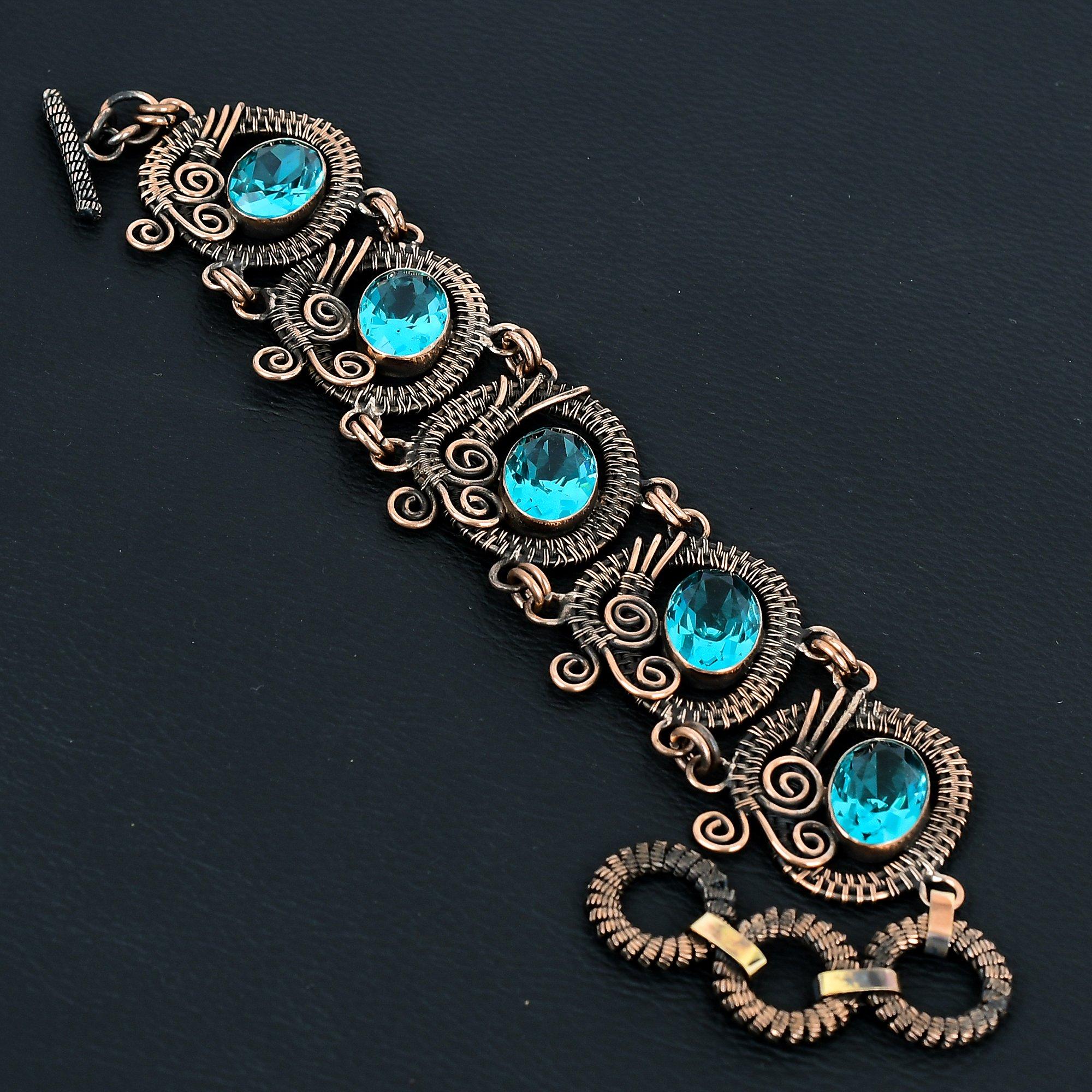 Ювелирные изделия браслета ручной работы из чистой медной проволоки с синим топазом и драгоценным камнем на День памяти 7-8 Inches синий
Ювелирные изделия браслета ручной работы из чистой медной проволоки с синим топазом и драгоценным камнем на День памяти 7-8 Inches синий