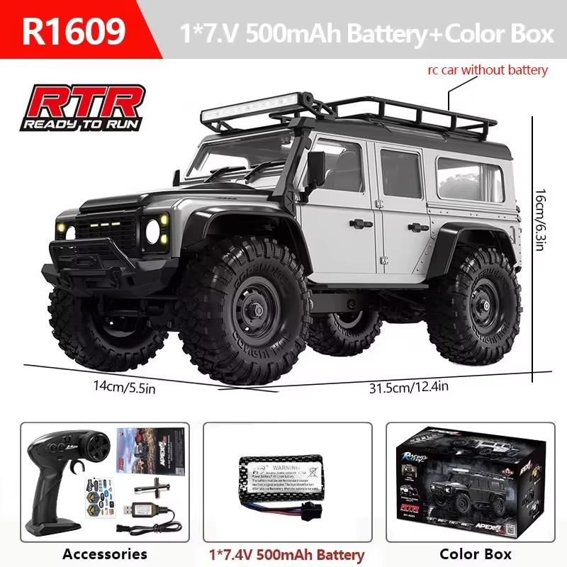 R1601 1:16 4WD Rc Car Full Scale 2.4G Off-Road Remote Control Car With LED Monster Trucks Race Cars Model Toy For Kid Adult Gift
R1601 1:16 4WD Rc Car Full Scale 2.4G Off-Road Remote Control Car With LED Monster Trucks Race Cars Model Toy For Kid Adult Gift