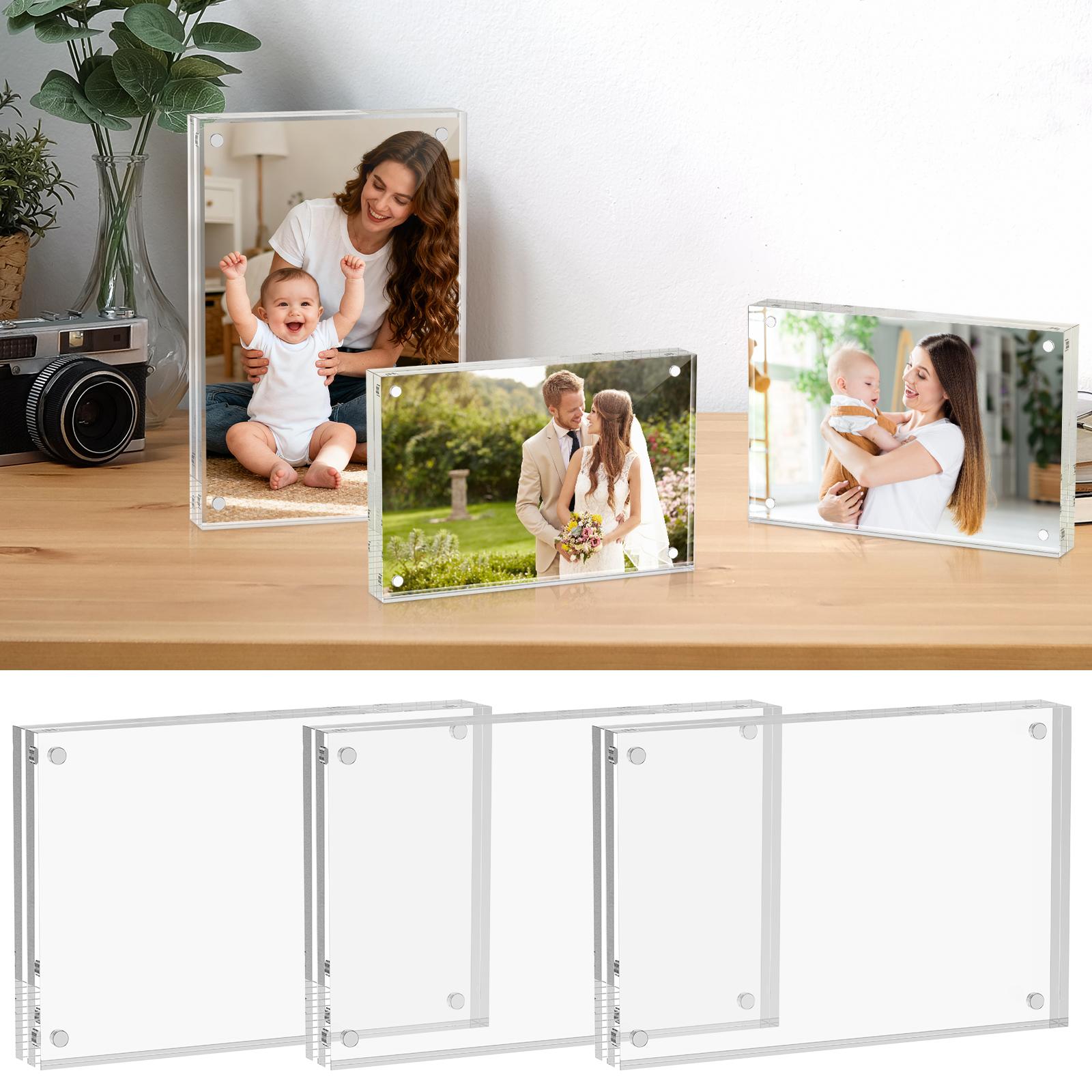 3Pc Acrylic Picture Frames Transparent Photo Frame Magnetic Freestanding Photo Frames Double Sided Frameless for Desktop Display
3Pc Acrylic Picture Frames Transparent Photo Frame Magnetic Freestanding Photo Frames Double Sided Frameless for Desktop Display