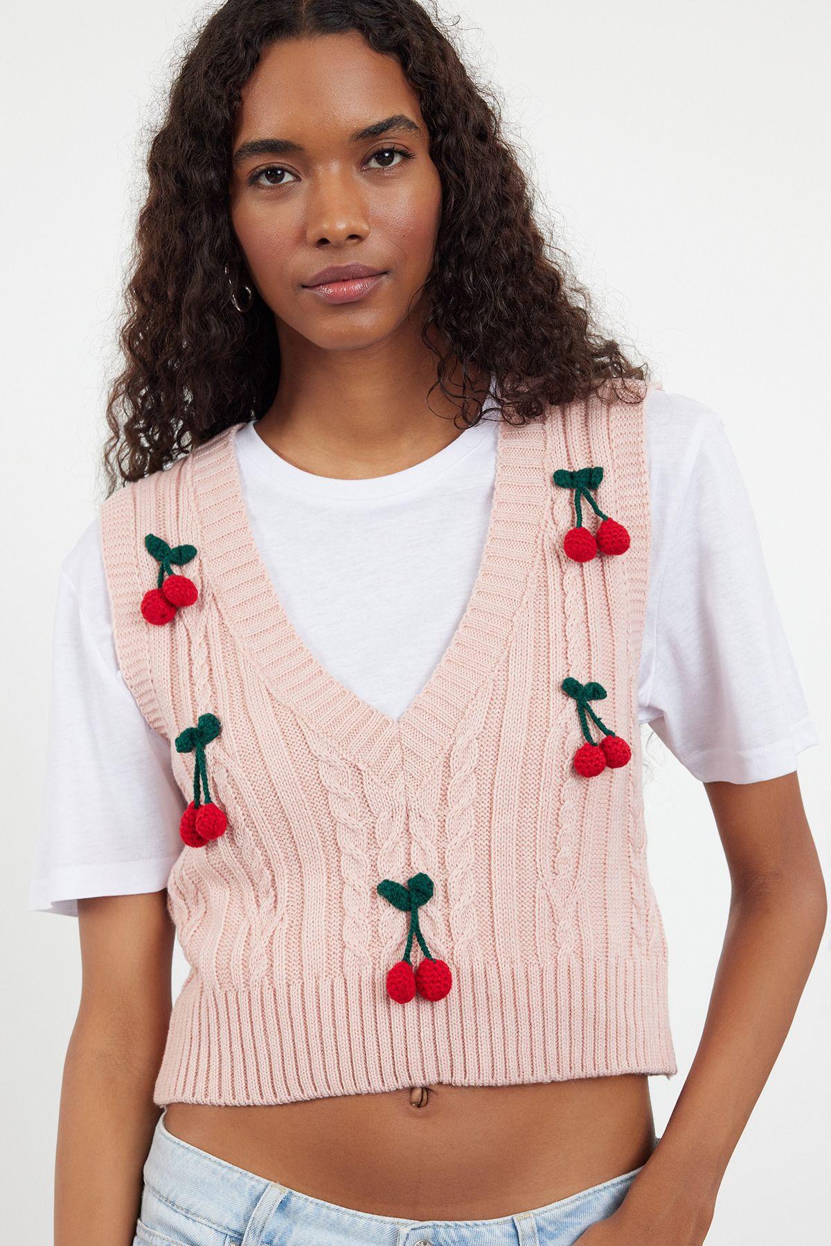 Women s Elegance Style Sweater Pink Crop Embroidered Fruit Pattern Knitwear Sweater M
Women s Elegance Style Sweater Pink Crop Embroidered Fruit Pattern Knitwear Sweater M