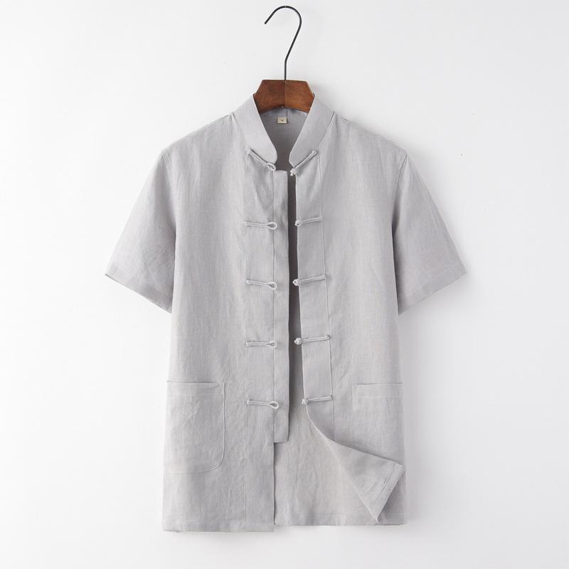 Мужской летний тонкий льняной костюм Танг - топ с короткими рукавами для людей среднего и пожилого возраста M серый
Мужской летний тонкий льняной костюм Танг - топ с короткими рукавами для людей среднего и пожилого возраста M серый