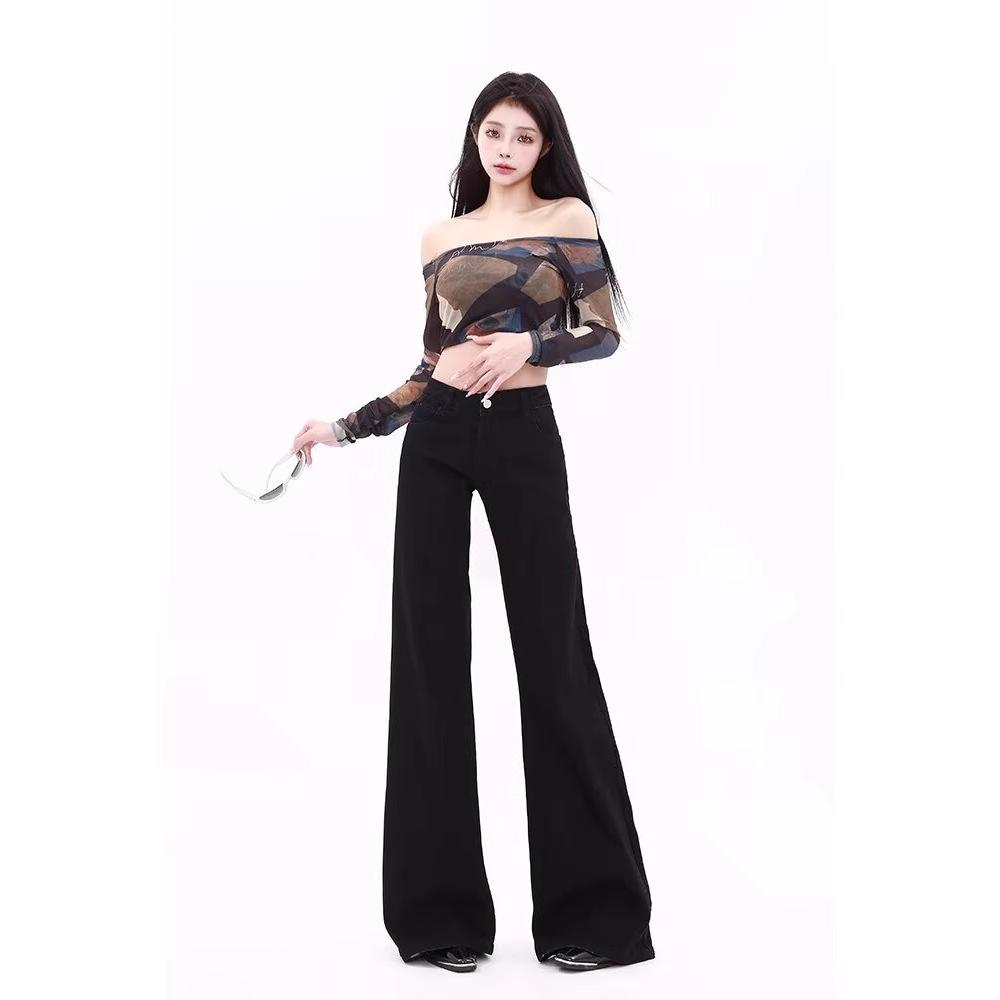 American Low-Waisted Slimming Black Flare Jeans - Cute Casual Wide Leg Duster Pants XL чорний
American Low-Waisted Slimming Black Flare Jeans - Cute Casual Wide Leg Duster Pants XL чорний