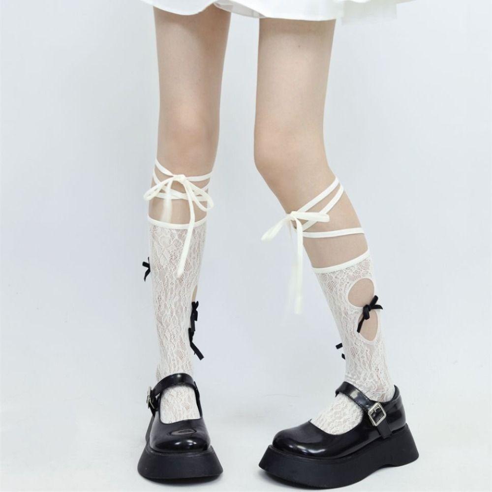 Transparent Lace-up Calf Stockings Hollow Out Mesh Stockings Breathable Socks Women Club білий
Transparent Lace-up Calf Stockings Hollow Out Mesh Stockings Breathable Socks Women Club білий