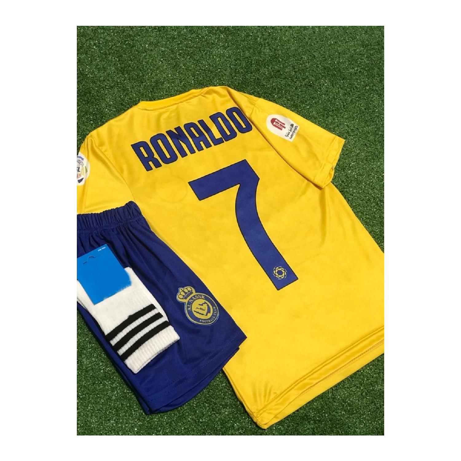 Al Nassr, новый сезон, Криштиану Роналду, домашние детские трикотажные шорты, комплект из 3 носков
Al Nassr, новый сезон, Криштиану Роналду, домашние детские трикотажные шорты, комплект из 3 носков