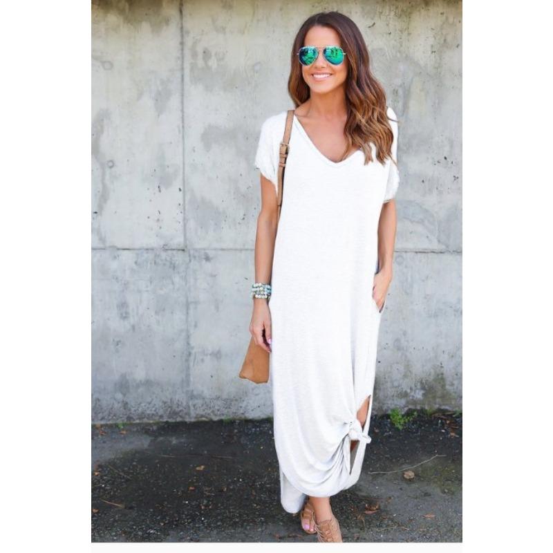 QICED Fashion Summer Spring Solid Color Print Short Sleeve V-Neck Casual Dresses S
QICED Fashion Summer Spring Solid Color Print Short Sleeve V-Neck Casual Dresses S