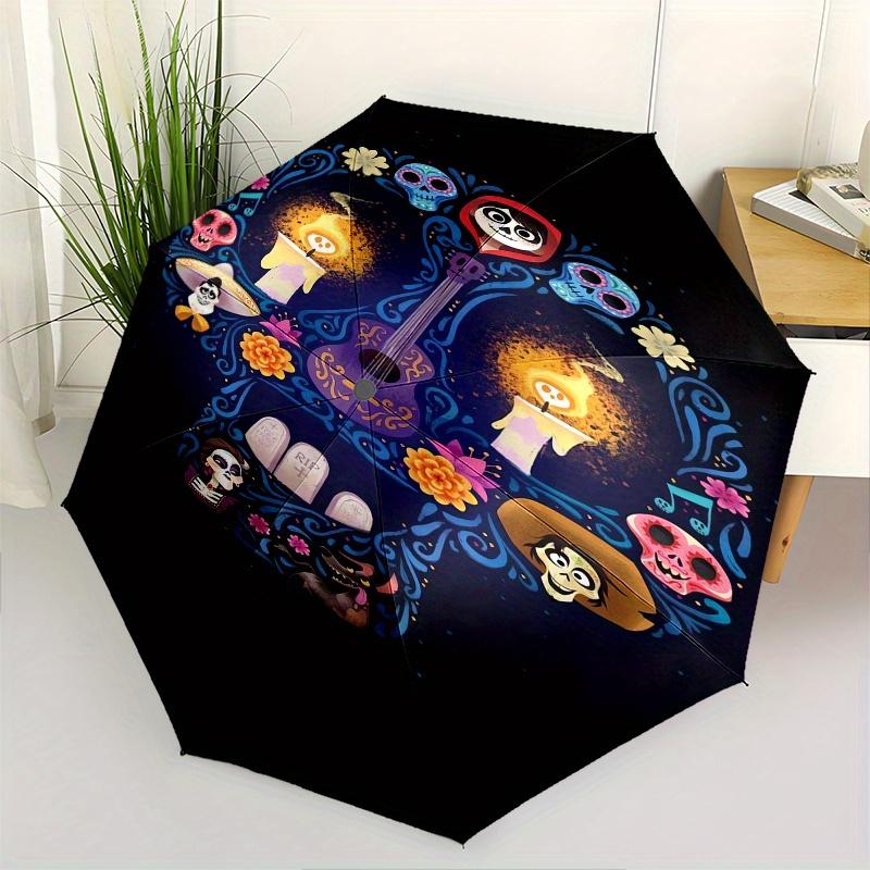 Coco,Sugar Skull Automatic Folding Umbrella - Simple 8-Rib Design, Bright Cartoon Pattern, Durable Iron Frame, Suitable For Travel, Outdoor,
Coco,Sugar Skull Automatic Folding Umbrella - Simple 8-Rib Design, Bright Cartoon Pattern, Durable Iron Frame, Suitable For Travel, Outdoor,