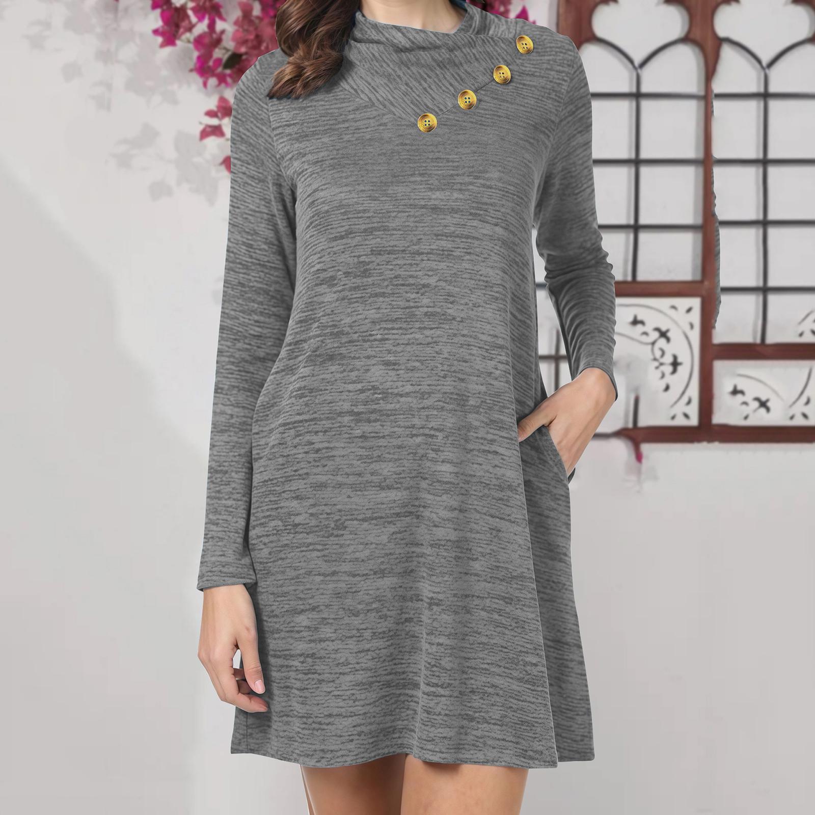 Women s Casual Crewneck Buttoned Waist-tie Long-sleeve Solid-color Dress M
Women s Casual Crewneck Buttoned Waist-tie Long-sleeve Solid-color Dress M