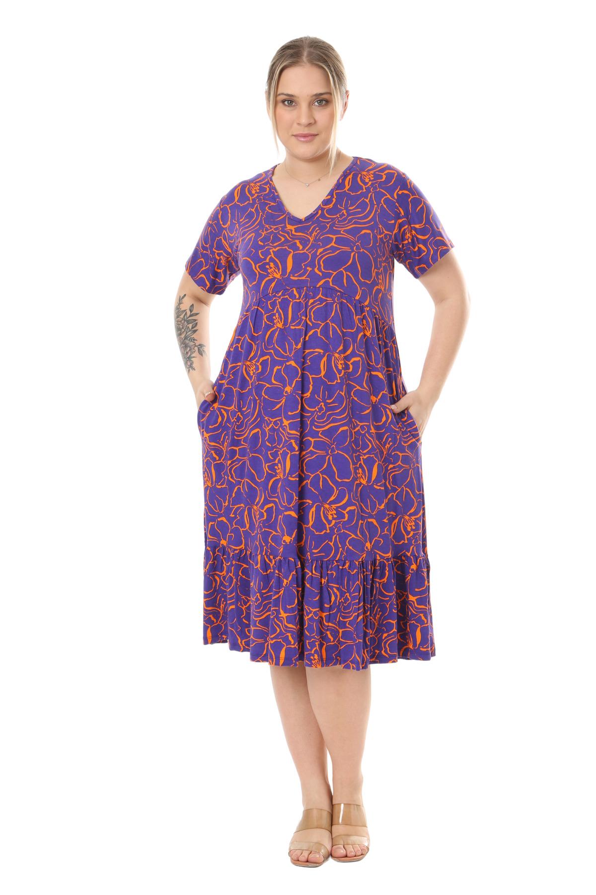 Women s Big Size Dress Purple Floral Pattern V-Neck Short Sleeve Ruffle Robe Dress XL/2XL
Women s Big Size Dress Purple Floral Pattern V-Neck Short Sleeve Ruffle Robe Dress XL/2XL