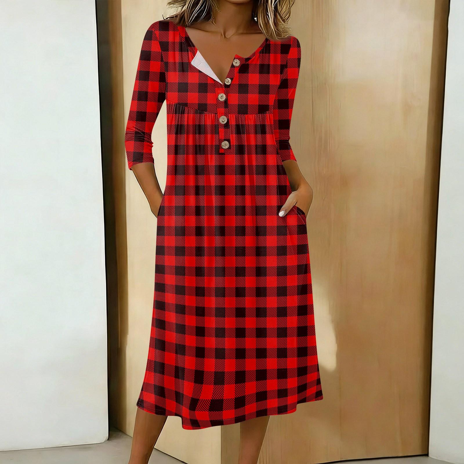 Women s Fashionable Color Printed Round Neck 3/4 Sleeve Button Collar Mid Length Casual Dress S червоний
Women s Fashionable Color Printed Round Neck 3/4 Sleeve Button Collar Mid Length Casual Dress S червоний