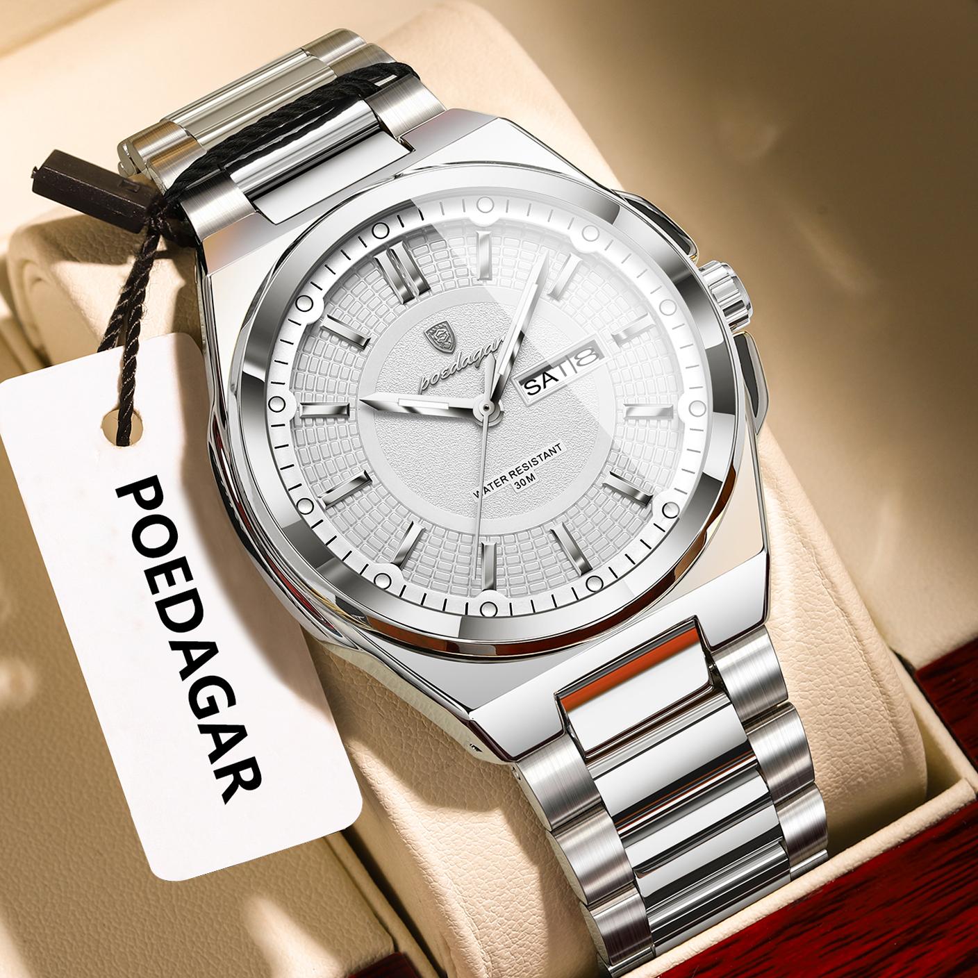 POEDAGAR Top Business Men s Watches Stainless Steel Waterproof Luminous Watch Date Week Quartz Casual Fashion Wristwatch серебряный/белый
POEDAGAR Top Business Men s Watches Stainless Steel Waterproof Luminous Watch Date Week Quartz Casual Fashion Wristwatch серебряный/белый