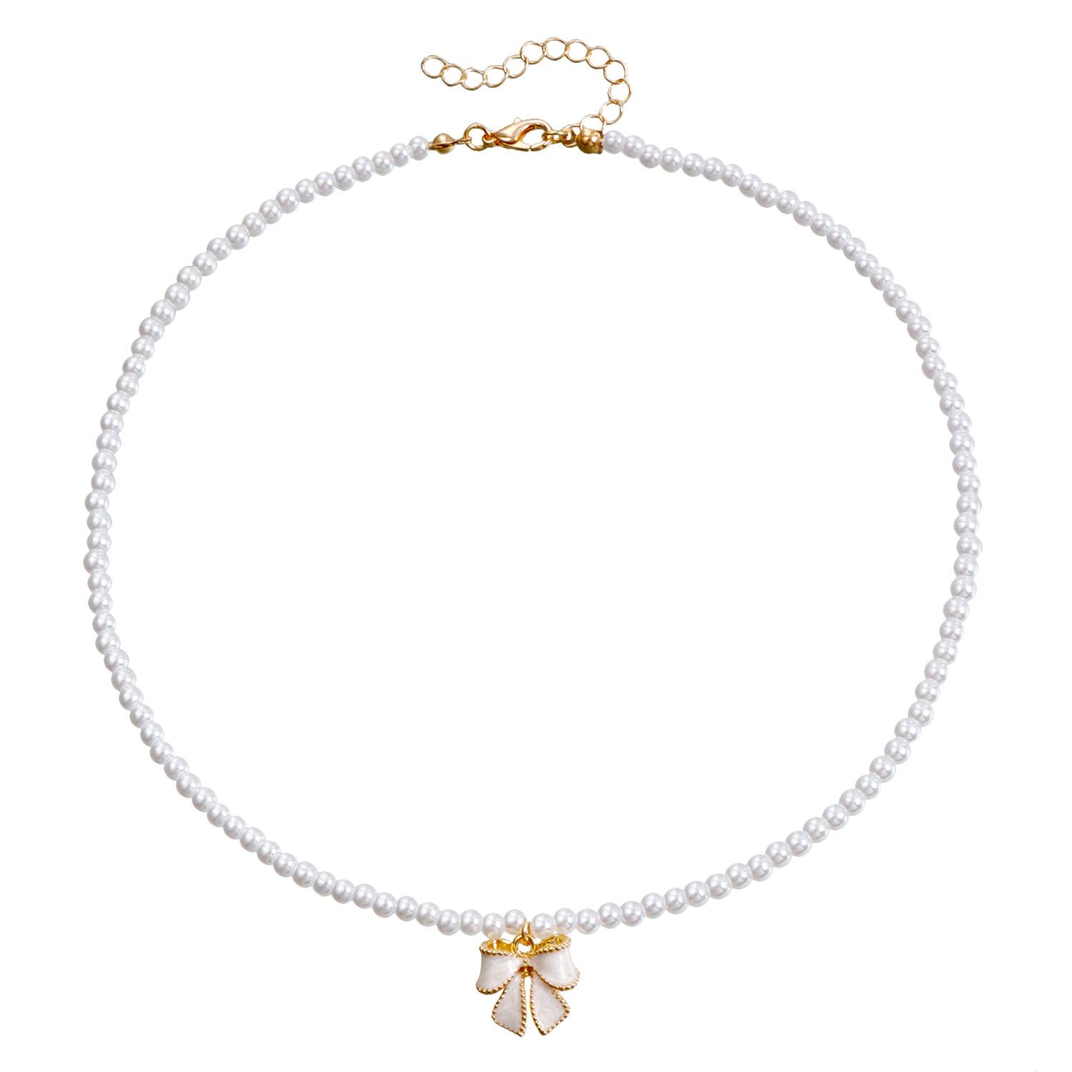 French soft bow collarbone chain, commuter imitation pearl short necklace
French soft bow collarbone chain, commuter imitation pearl short necklace