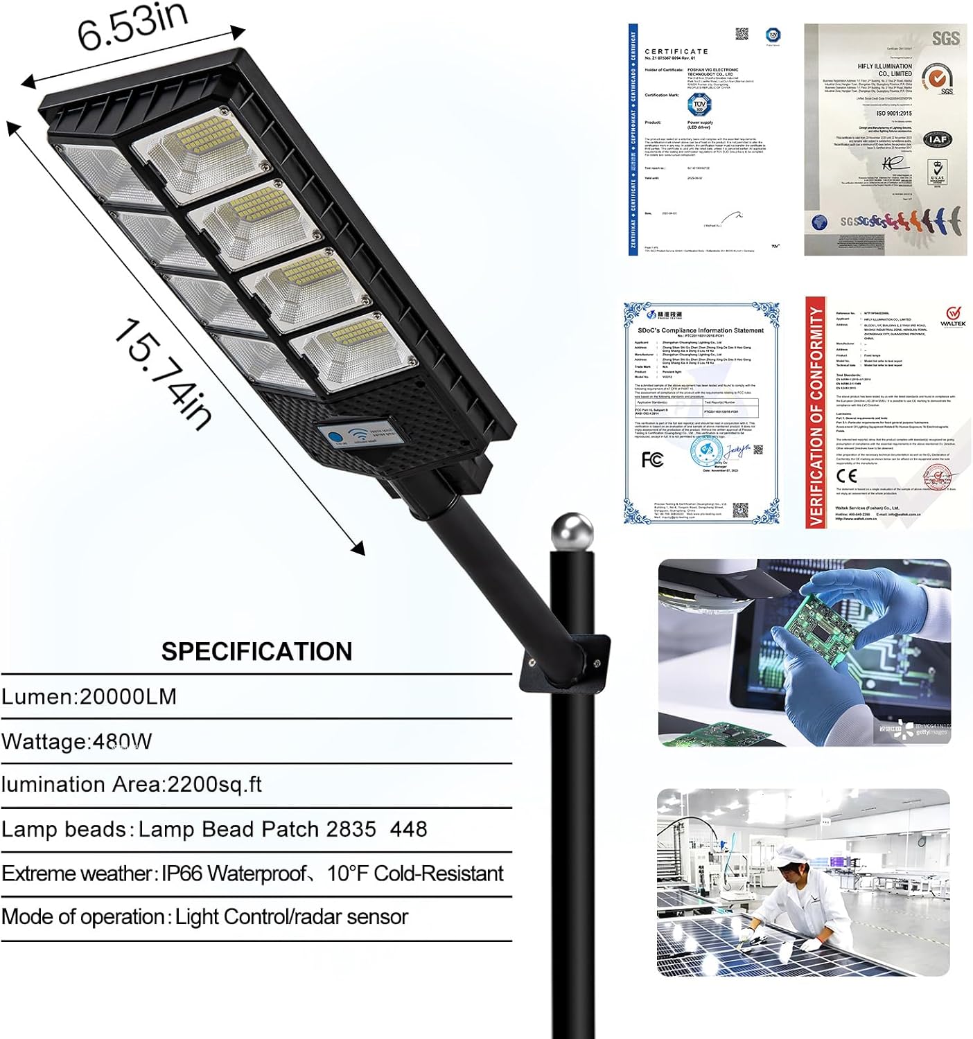 Solar Outdoor Lights, 448LEDs 20000LM Bright, IP66 Waterproof, Dusk to Dawn Flood Light for Yard, Garden, Patio 1 Pack чорний
Solar Outdoor Lights, 448LEDs 20000LM Bright, IP66 Waterproof, Dusk to Dawn Flood Light for Yard, Garden, Patio 1 Pack чорний