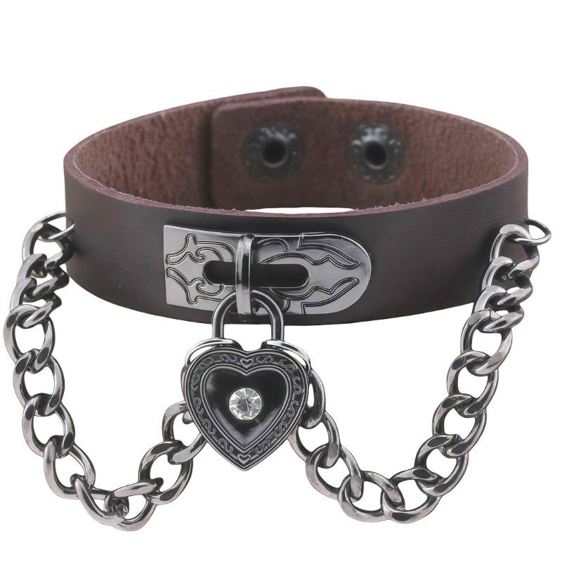 Eco-friendly PU Leather European and American Punk Style Heart-shaped Lock Bracelet Pendant Chain Bracelet Adjustable Bracelet Bracelet Wrist Strap темно-коричневого кольору
Eco-friendly PU Leather European and American Punk Style Heart-shaped Lock Bracelet Pendant Chain Bracelet Adjustable Bracelet Bracelet Wrist Strap темно-коричневого кольору