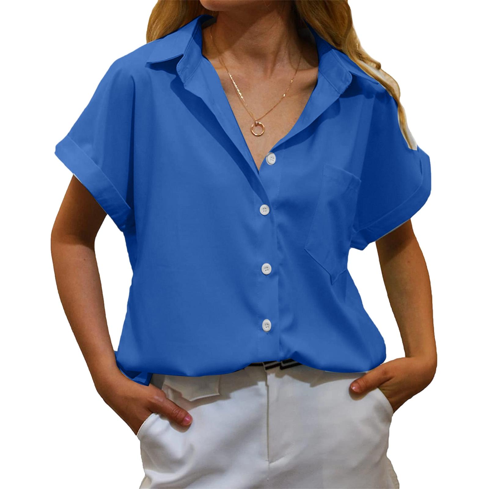 Women s Pocketed Short,sleeve T,shirt & V,neck Button,front Shirt L
Women s Pocketed Short,sleeve T,shirt & V,neck Button,front Shirt L
