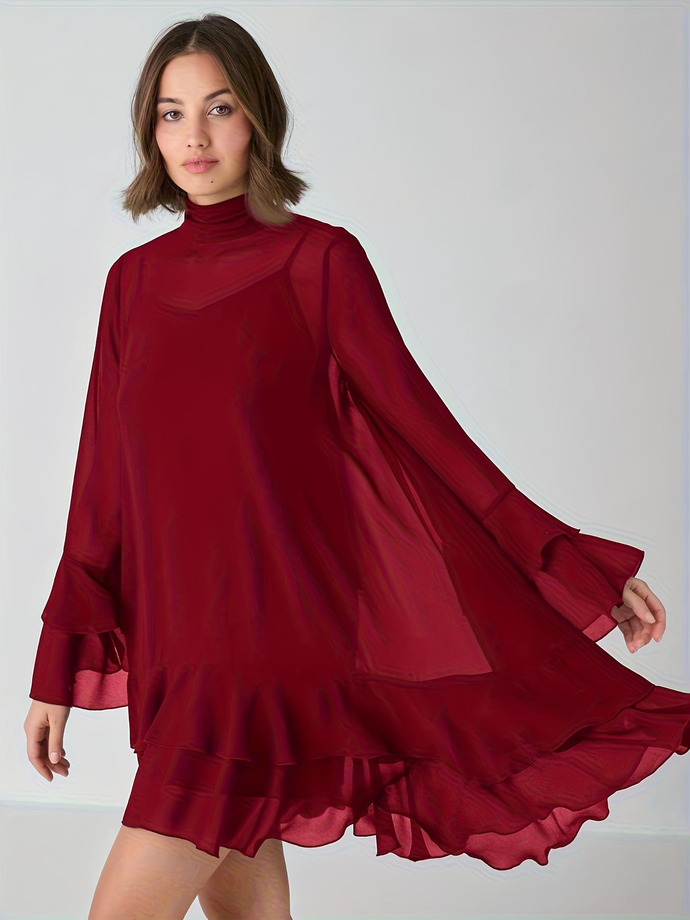 Spring Summer Elegant Women s Chiffon Patchwork Long Sleeve Dress Medium вино красного
Spring Summer Elegant Women s Chiffon Patchwork Long Sleeve Dress Medium вино красного