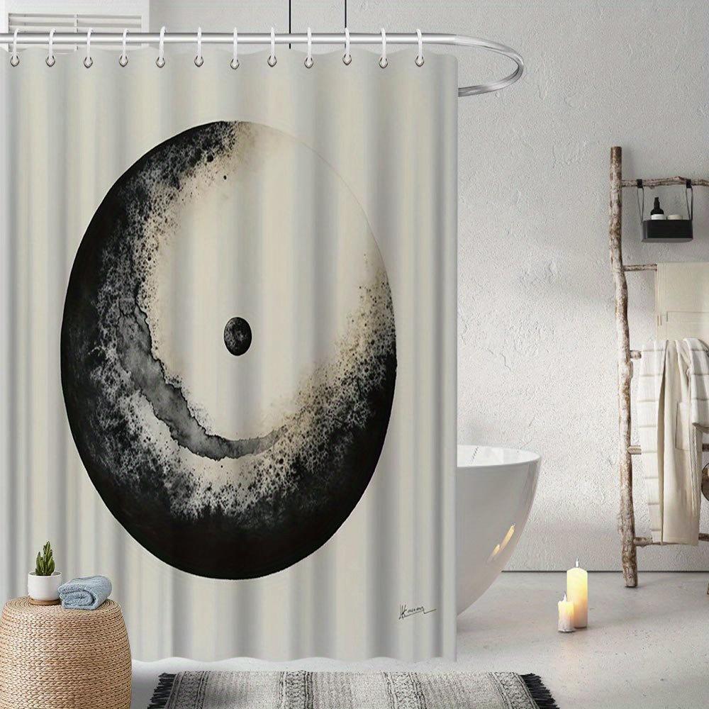Minimalist Abstract Ink Shower Curtain - Black To White Gradient With Central Dot, Modern Japanese Bath Decor W60H190(CM)-1 Pcs
Minimalist Abstract Ink Shower Curtain - Black To White Gradient With Central Dot, Modern Japanese Bath Decor W60H190(CM)-1 Pcs