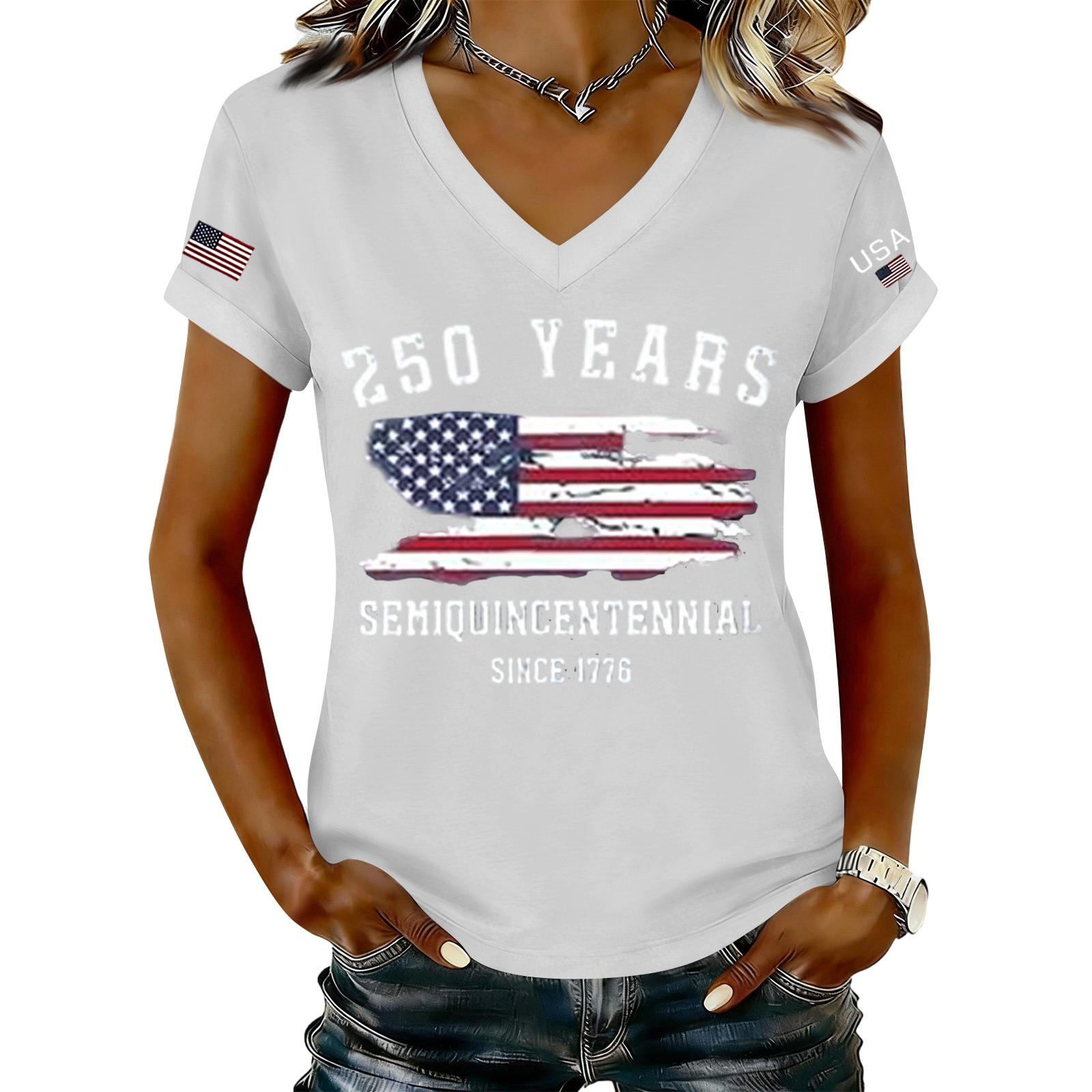 Women s Casual V Neck Short Sleeve T Shirt Semi Centennial Letter Print Lightweight Soft Fabric Relaxed Fit Summer Top XL білий
Women s Casual V Neck Short Sleeve T Shirt Semi Centennial Letter Print Lightweight Soft Fabric Relaxed Fit Summer Top XL білий
