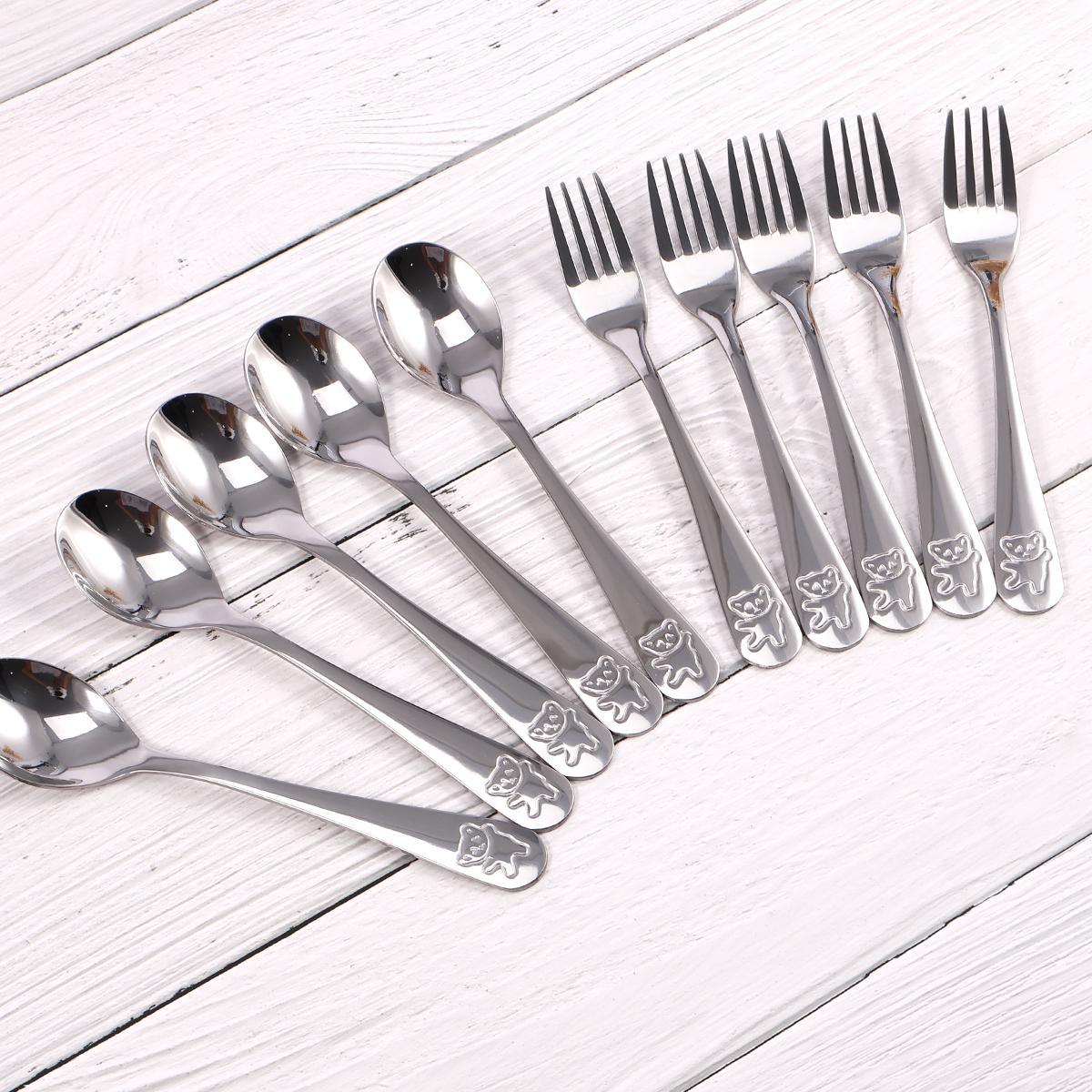 10 шт. Детский набор ложек и вилок из нержавеющей стали, столовые приборы для малышей, милый мультяшный медведь, детская посуда, можно мыть в посудомоечной машине, для детей, малышей
10 шт. Детский набор ложек и вилок из нержавеющей стали, столовые приборы для малышей, милый мультяшный медведь, детская посуда, можно мыть в посудомоечной машине, для детей, малышей