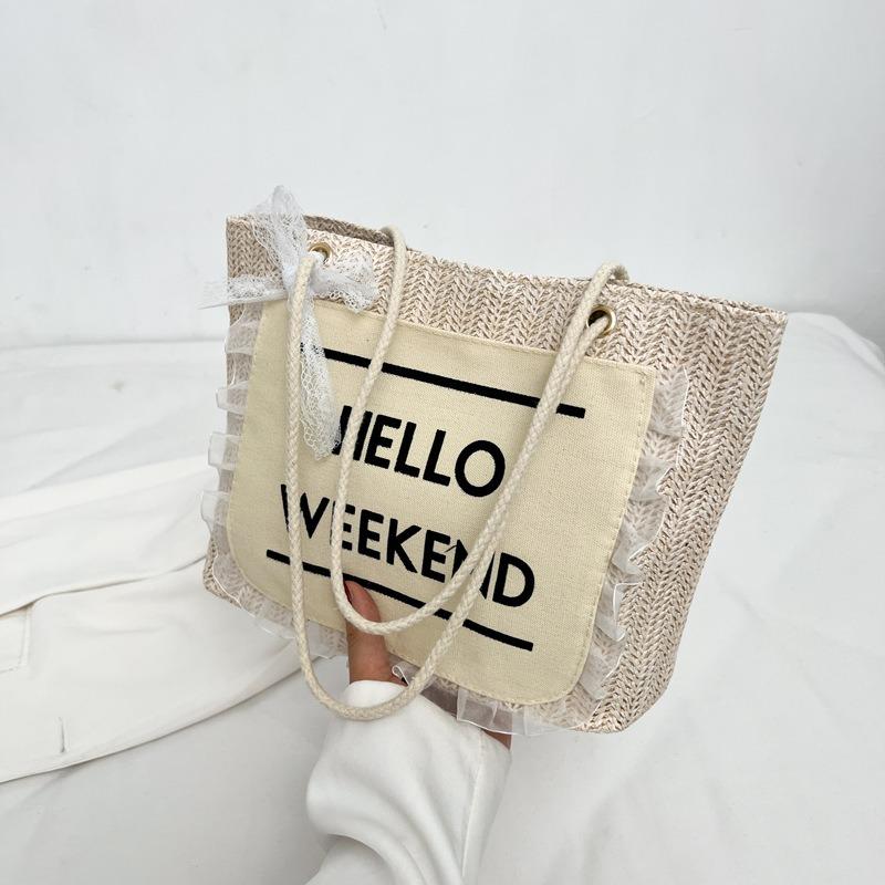 Spring and summer new straw woven shoulder bag fashion tote bag versatile texture trend contrasting color handbag
Spring and summer new straw woven shoulder bag fashion tote bag versatile texture trend contrasting color handbag