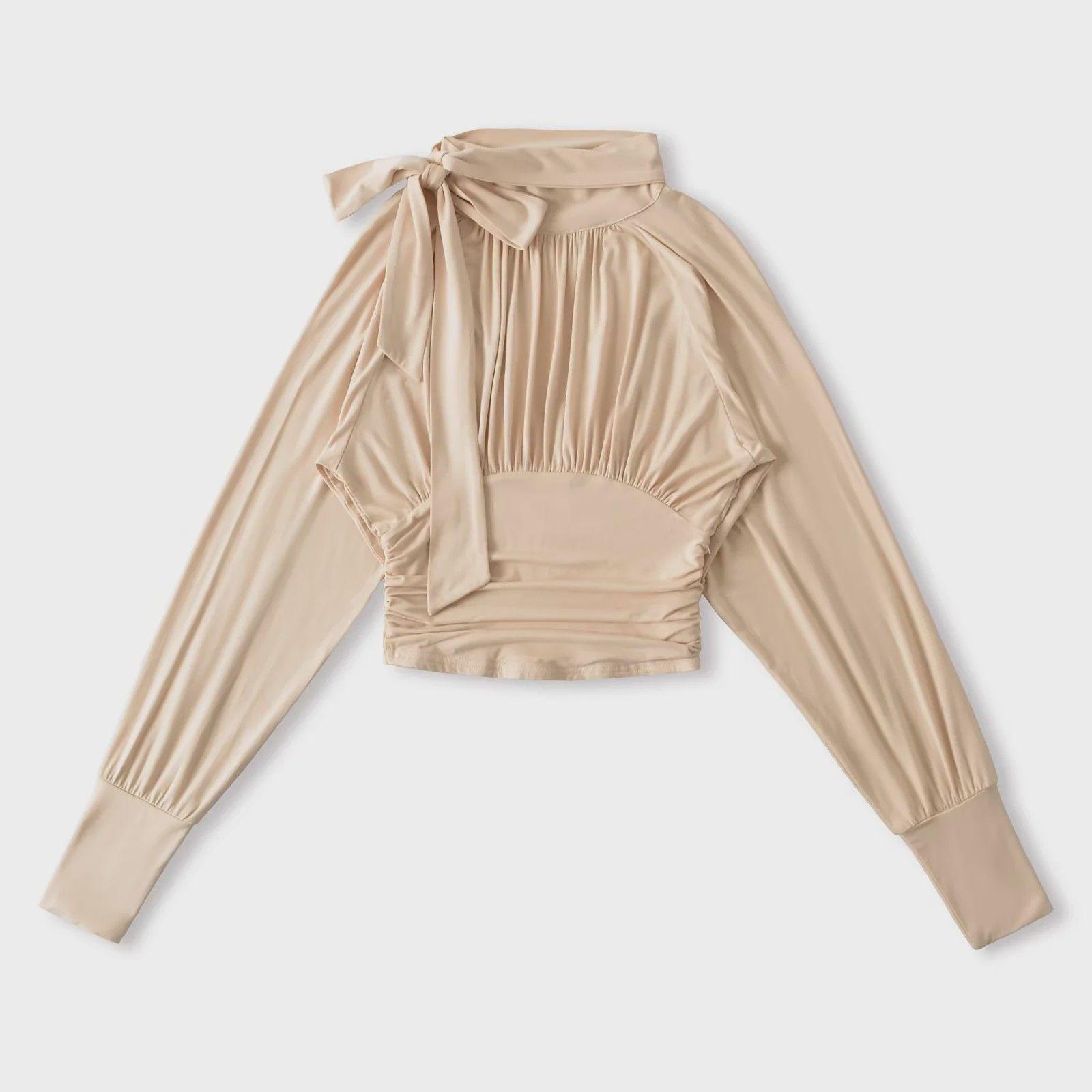Women s Slim-Fit French Bordeaux Ribbon Shirt - Nude Color, Pleated, Long Sleeve, Small Stand Collar, Autumn Style Large
Women s Slim-Fit French Bordeaux Ribbon Shirt - Nude Color, Pleated, Long Sleeve, Small Stand Collar, Autumn Style Large