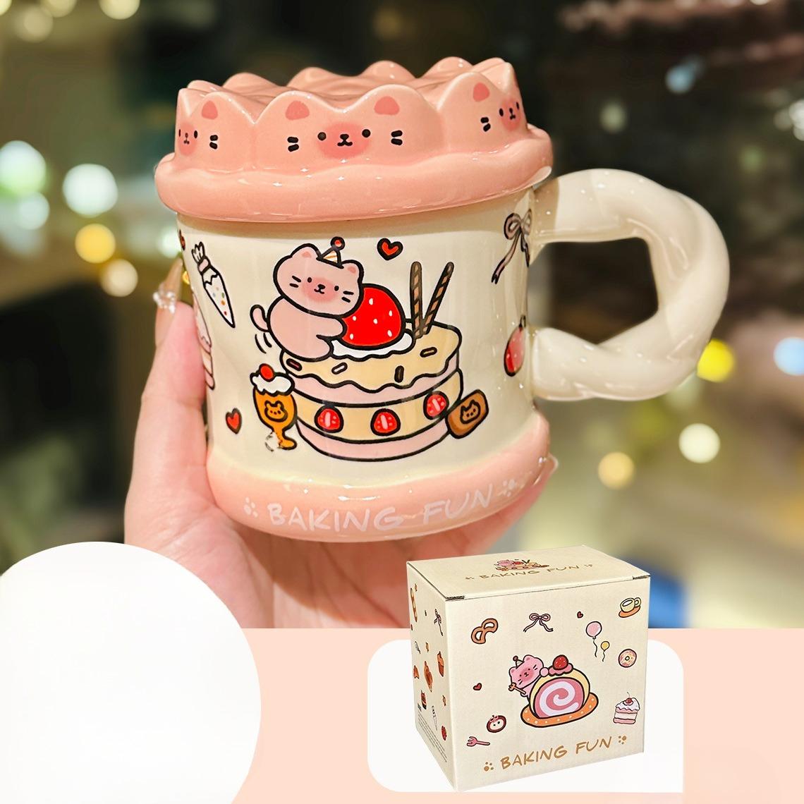 Cute Kitten Cake Ceramic Mug with Lid Cartoon Home Milk Cup for Friends Birthday Gifts and Souvenirs 400ml
Cute Kitten Cake Ceramic Mug with Lid Cartoon Home Milk Cup for Friends Birthday Gifts and Souvenirs 400ml