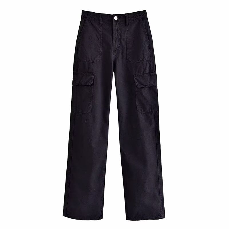 Fall Fashion New Arrival Mid-Waist Straight Cargo Pants Black M
Fall Fashion New Arrival Mid-Waist Straight Cargo Pants Black M