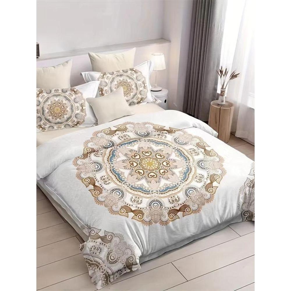 Комплект постельного белья из 2 пододеяльников в стиле бохо, мягкий, размер Twin, желтый и белый, 1 одеяло (90 x68 ) с 1 пододеяльником EU Single135x200cm