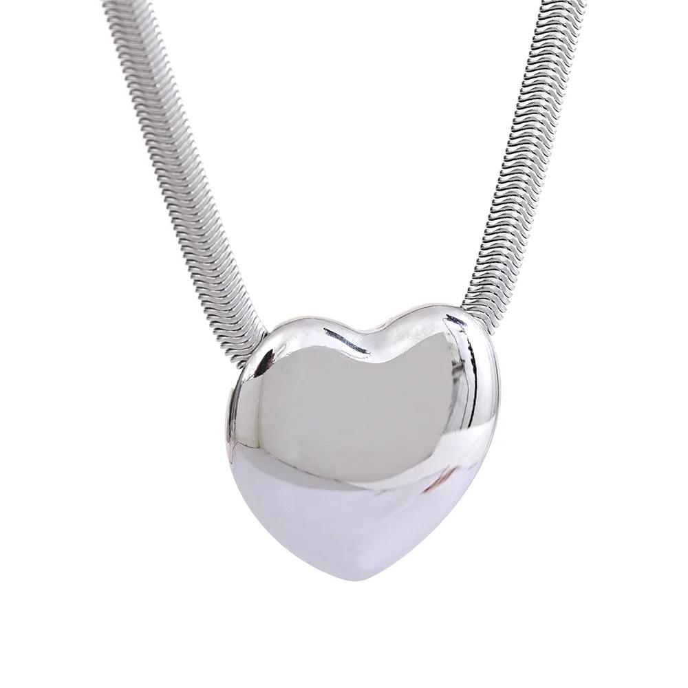 Yhpup Flat Snake Chain Stainless Steel Big Heart Love Pendant Necklace Metal Texture Waterproof Romantic Jewelry Party Gift
Yhpup Flat Snake Chain Stainless Steel Big Heart Love Pendant Necklace Metal Texture Waterproof Romantic Jewelry Party Gift