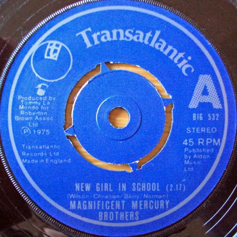 7inch Record MAGNIFICENT MERCURY BROTHERS - New Girl In School BIG532 Transatlantic R 1975 UK Rock Used
7inch Record MAGNIFICENT MERCURY BROTHERS - New Girl In School BIG532 Transatlantic R 1975 UK Rock Used