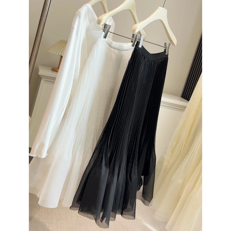Spring and summer apricot mesh fishtail skirt women s elastic high waist drape and thin A-shaped fluffy and elegant pleated skirt One size fits all чорний
Spring and summer apricot mesh fishtail skirt women s elastic high waist drape and thin A-shaped fluffy and elegant pleated skirt One size fits all чорний